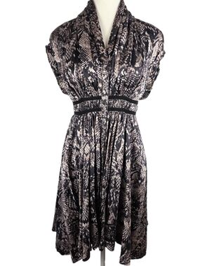 Seventy Two Changes 100% Silk Snakeskin Print Dress Sz 0 2000s Vintage Rare